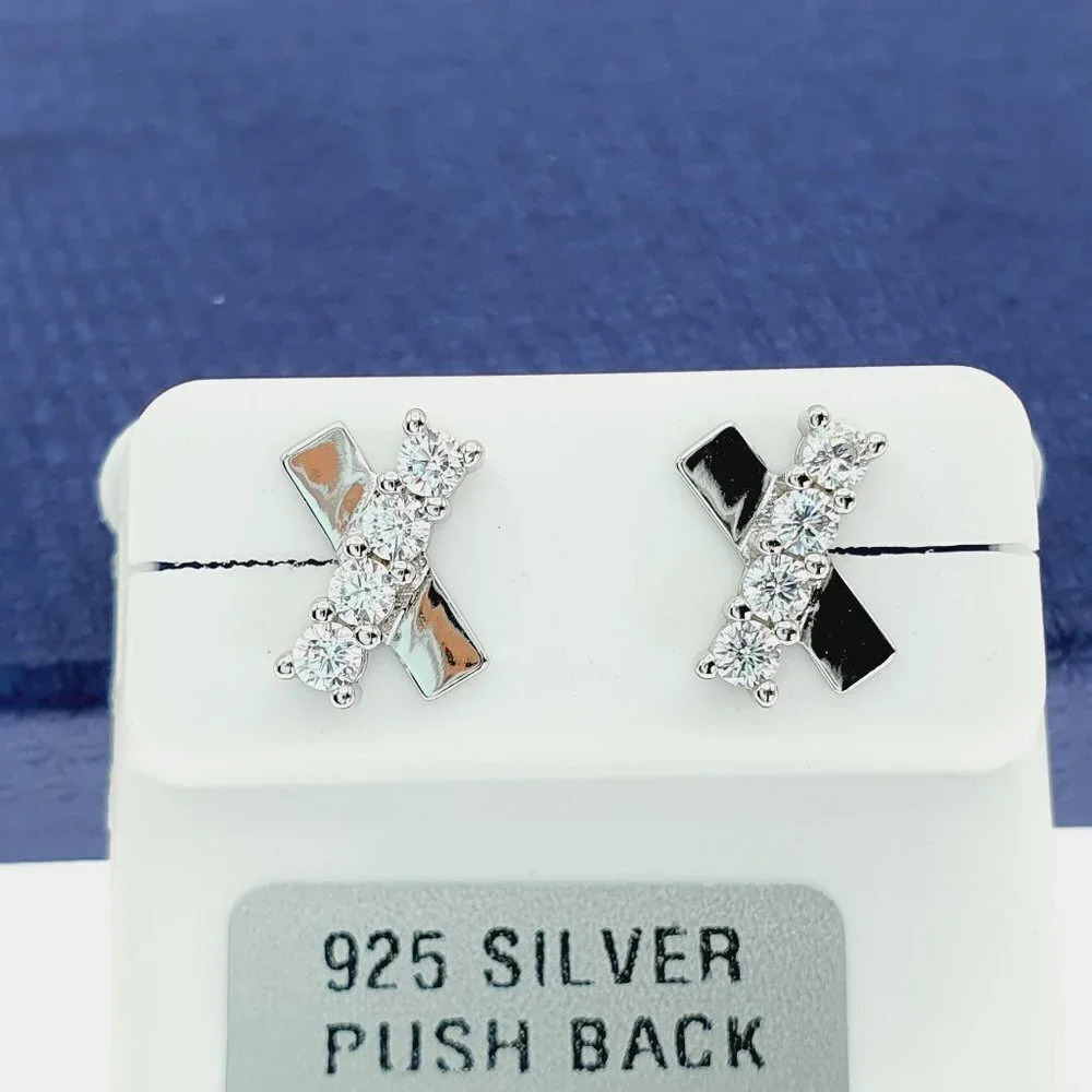 925 Sterling Silver CZ Stud Earrings for Women/Girl, US925P1220